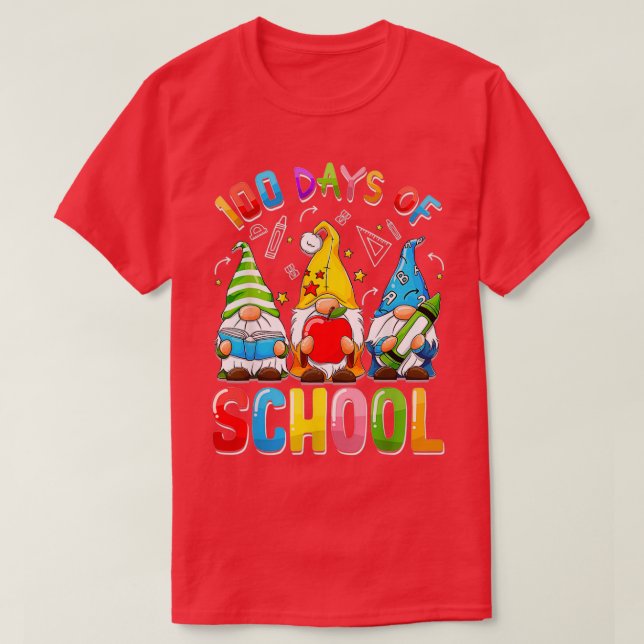 T-shirt Joyeux 100ème Jour De L'École Trois Gnomes Virtual (Design devant)