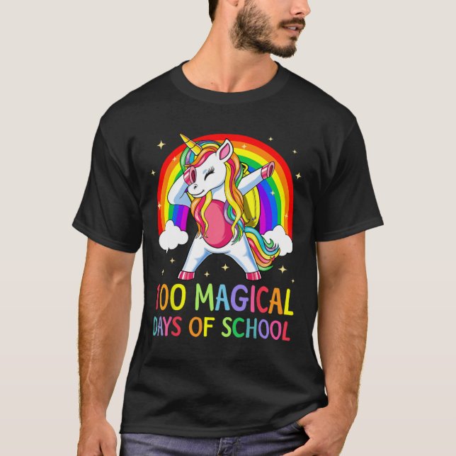 T-shirt Joyeux 100ème Jour De L'École Unicorne 100 Jours M (Devant)