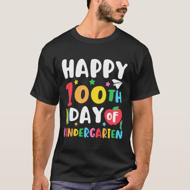 T-shirt Joyeux 100ème Jour De Maternelle Enseignant Enfant (Devant)