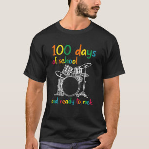 T-shirt Joyeux 100ème Jour D'École Et Prêt À Rock Drum K