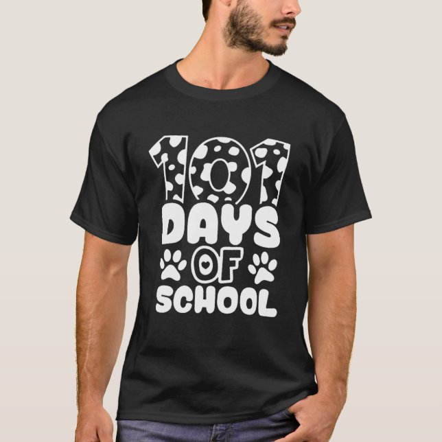 T-shirt Joyeux 101 Jours Amoureux des Chiens Scolaires Élè (Devant)