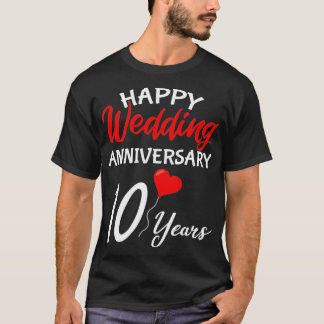 T-shirt Joyeux 10e anniversaire de Mariage Coeur Lui Coupl