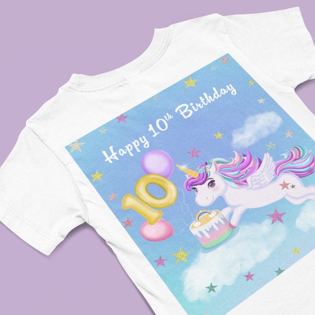 T-Shirt Joyeux 10e anniversaire licorne avec gâteau d'anni (Créateur téléchargé)
