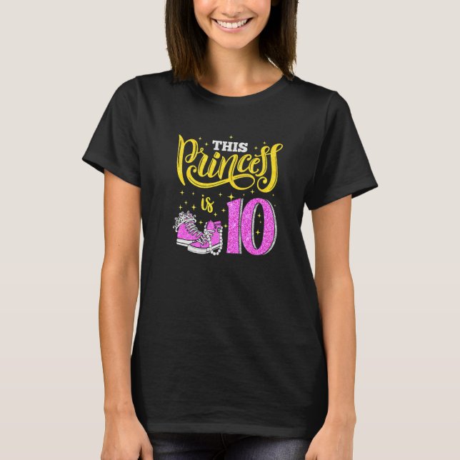 T-shirt Joyeux 10e anniversaire pour les filles Baskets (Devant)