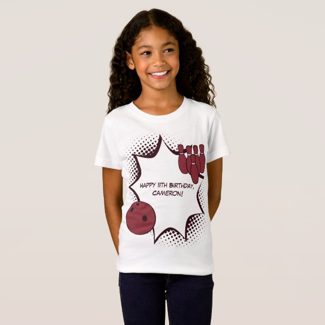 T-Shirt Joyeux 11e Anniversaire Fête de Bowling (Devant entier)