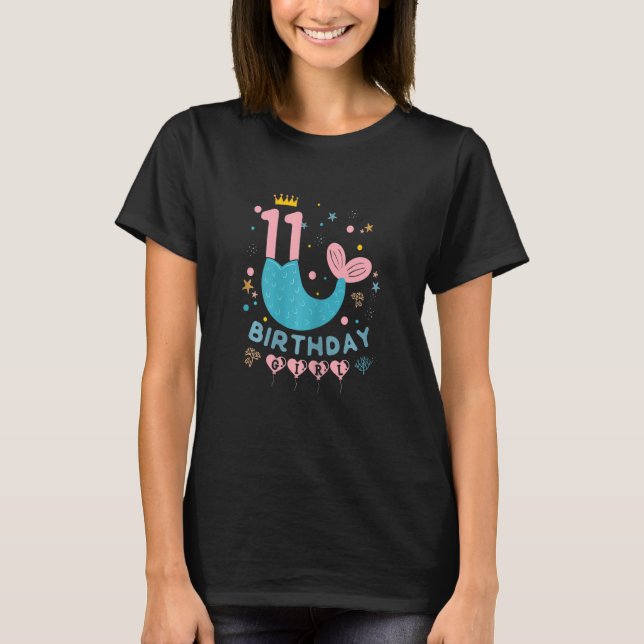 T-shirt Joyeux 11e anniversaire filles bébé enfant 11 ans  (Devant)