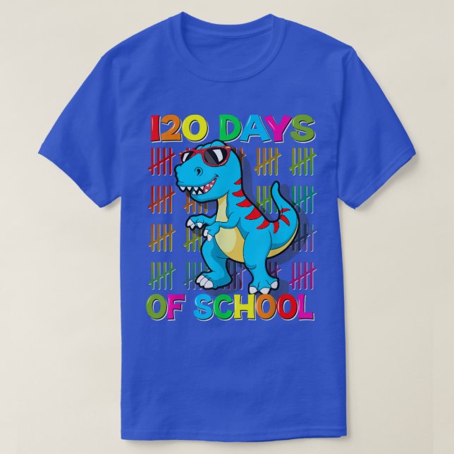T-shirt Joyeux 120 Jours D'École Pour Enfants Garçons Dino (Design devant)