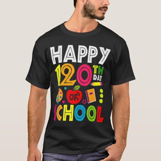 T-shirt Joyeux 120e Jour De L'École Professeur Rainbow 120 (Devant)