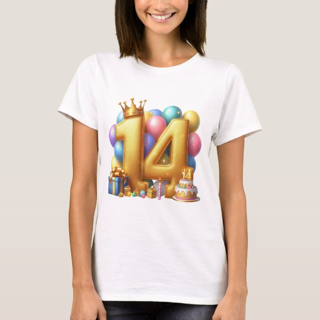 T-shirt Joyeux 14e anniversaire (Devant)