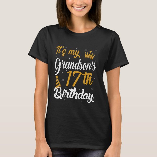 T-shirt Joyeux 17e Anniversaire de mon petit-fils 2008 17  (Devant)