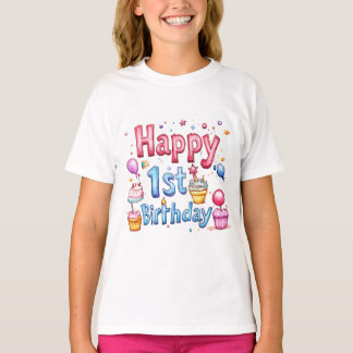 T-shirt Joyeux 1er anniversaire - Design d'illustration co