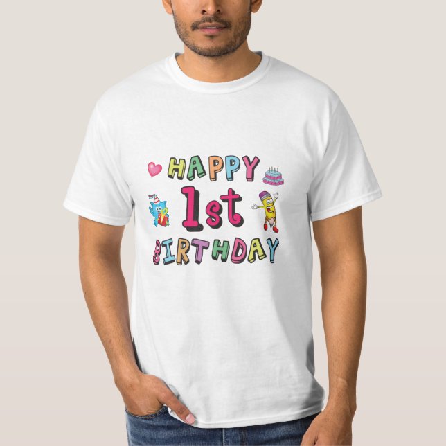 T-shirt Joyeux 1er anniversaire pour 1 an Enfants B jour s (Devant)