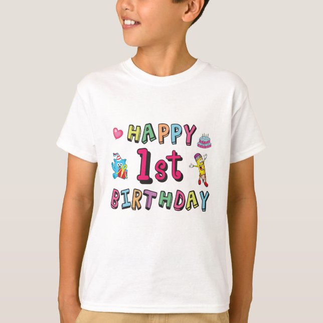 T-shirt Joyeux 1er anniversaire pour 1 an Enfants B jour s (Devant)