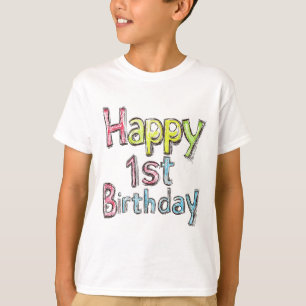 T-shirt Joyeux 1er Anniversaire – Texte d'anniversaire col