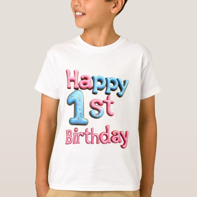 T-shirt Joyeux 1er Anniversaire - Vœu de Joyeux 1er Annive (Devant)