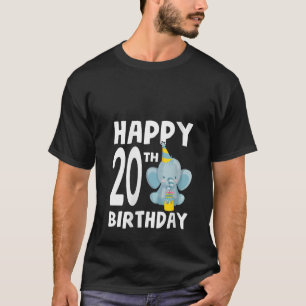 T-shirt Joyeux 20e anniversaire bébé bébé éléphant 20 ans