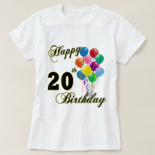 T-shirt Joyeux 20ème anniversaire avec des ballons
