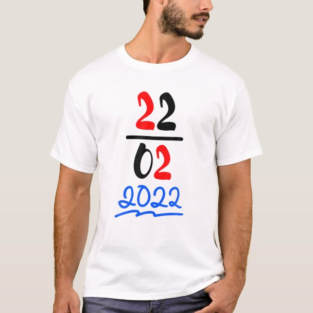 T-shirt Joyeux 22/02/22 Jeudi Mardi 22 Février 2022 N (Devant)