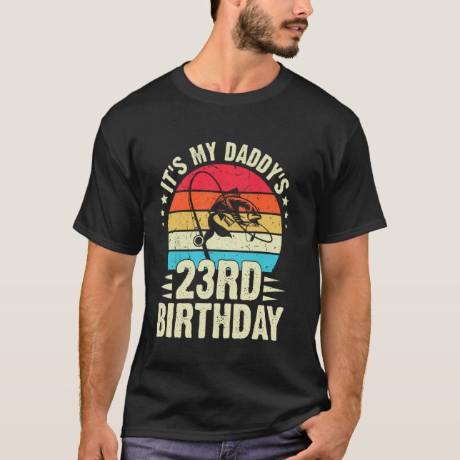 T-shirt Joyeux 23e Anniversaire à Mon Papa Pêche à la Mode (Devant)