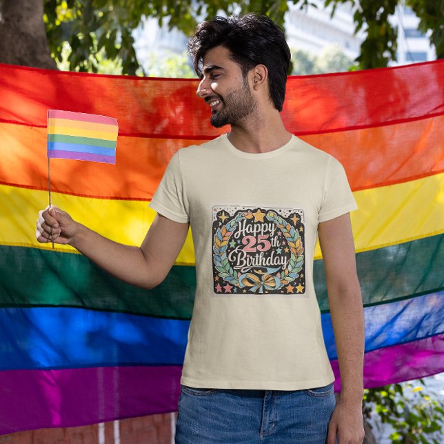 T-shirt Joyeux 25e anniversaire Floral Stars Mens' (Créateur téléchargé)