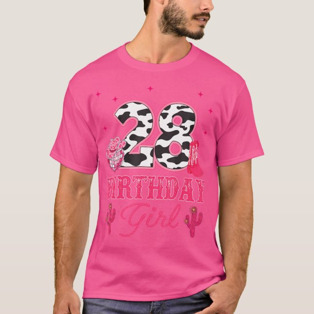T-shirt Joyeux 28E Anniversaire Rodéo Western Cowgirl vach (Devant)