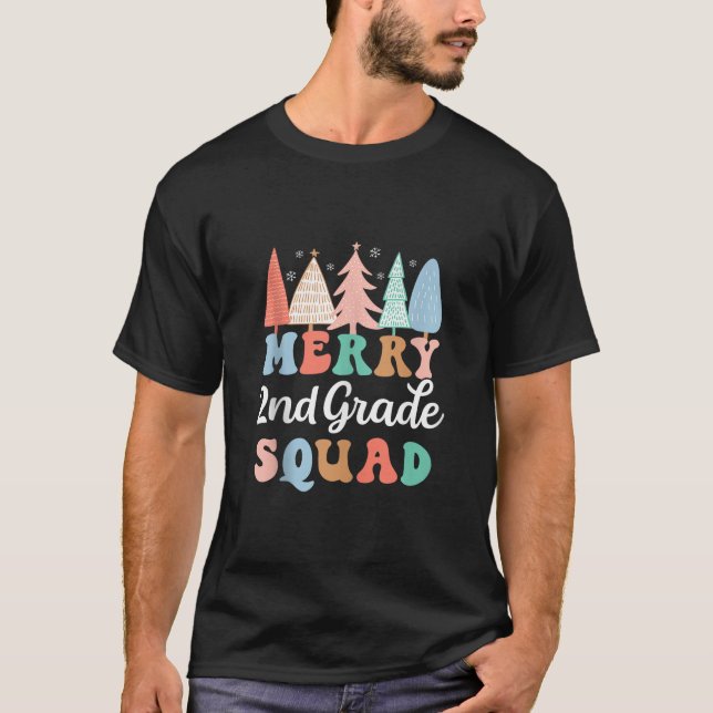 T-shirt Joyeux 2e année d'équipe Enseignant de 2e année En (Devant)