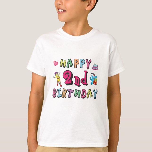 T-shirt Joyeux 2e anniversaire 2 an surprise (Devant)