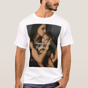 T-shirt Joyeux 2ème anniversaire enfants bébé mère jaune g