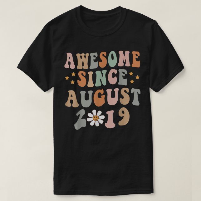 T-shirt Joyeux 3ème anniversaire 3 ans Awesome depuis août (Design devant)