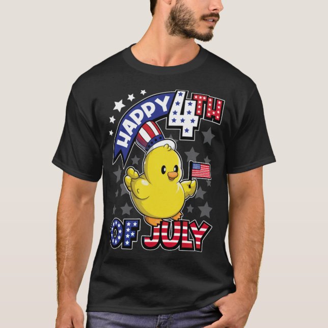 T-shirt Joyeux 4 de Juillet Canard USA labrador propriétai (Devant)