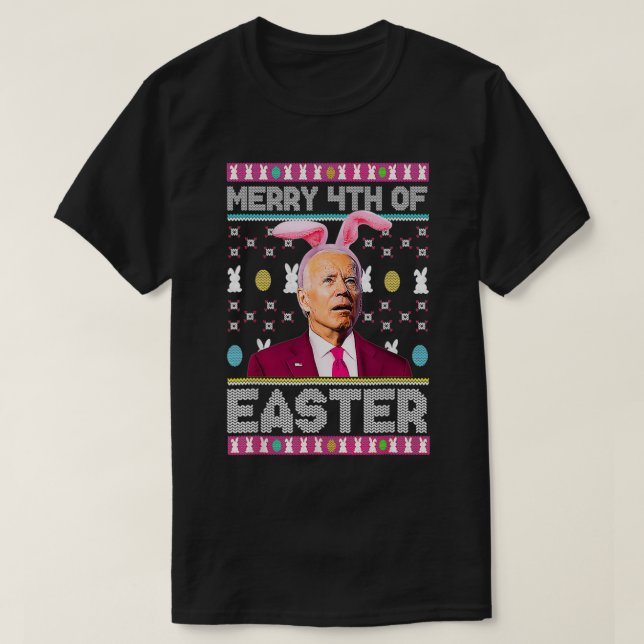 T-shirt Joyeux 4 de Pâques Jour Funny Bunny Biden Garçon F (Design devant)