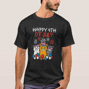 T-shirt Joyeux 4 Juillet 3 Chats Drapeau Américain Patriot