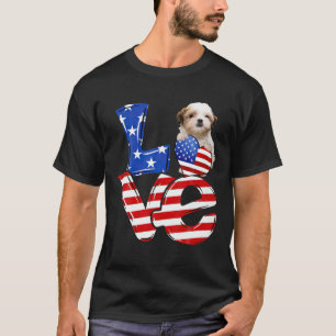 T-shirt Joyeux 4 juillet American Love Teddy Bear Chien