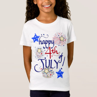 T-Shirt Joyeux 4 juillet ! avec feux d'artifice et étoiles