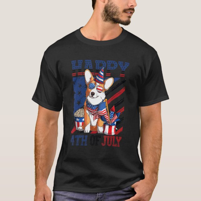 T-shirt Joyeux 4 juillet Corgi 1 (Devant)
