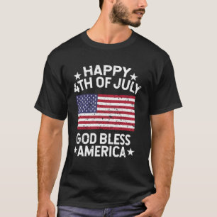 T-shirt Joyeux 4 juillet Dieu bénisse l'Amérique Vintage H