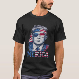 T-shirt Joyeux 4 juillet Donald Trump Merica USA Drapeau S