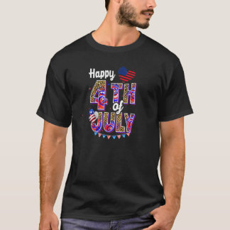T-shirt Joyeux 4 juillet Drapeau américain rouge blanc ble