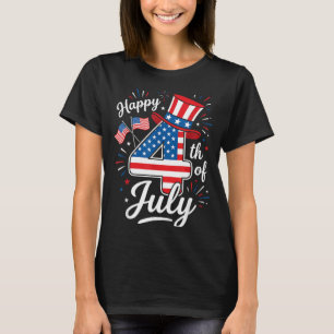 T-shirt Joyeux 4 juillet Drapeau Patriotique Américain 4 j