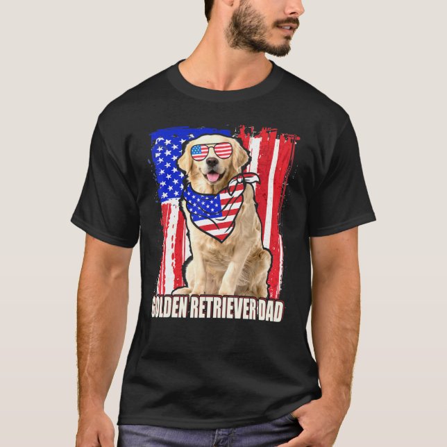 T-shirt Joyeux 4 juillet fier Drapeau Américain Golden Ret (Devant)