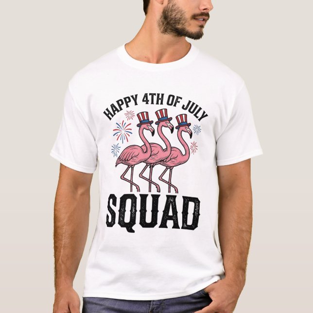 T-shirt Joyeux 4 juillet Flamingo Squad Vector Design_1 (Devant)