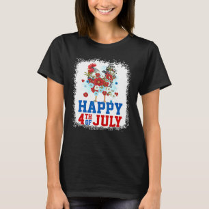 T-shirt Joyeux 4 juillet Fleur de fermier de poulet blanch