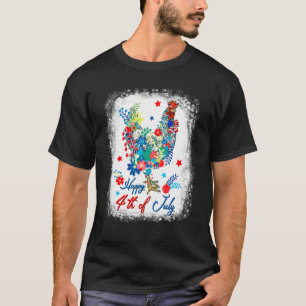 T-shirt Joyeux 4 Juillet Fleur de Fermier de Poulet Décolo