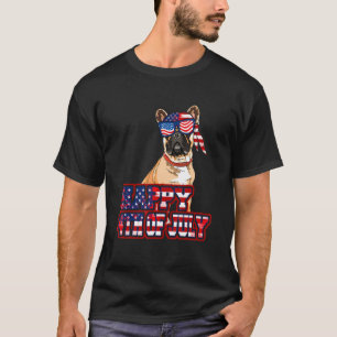 T-shirt Joyeux 4 juillet français Bulldog Drapeau américai