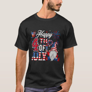 T-shirt Joyeux 4 juillet Gnomes Patriotique Rouge Blanc Bl