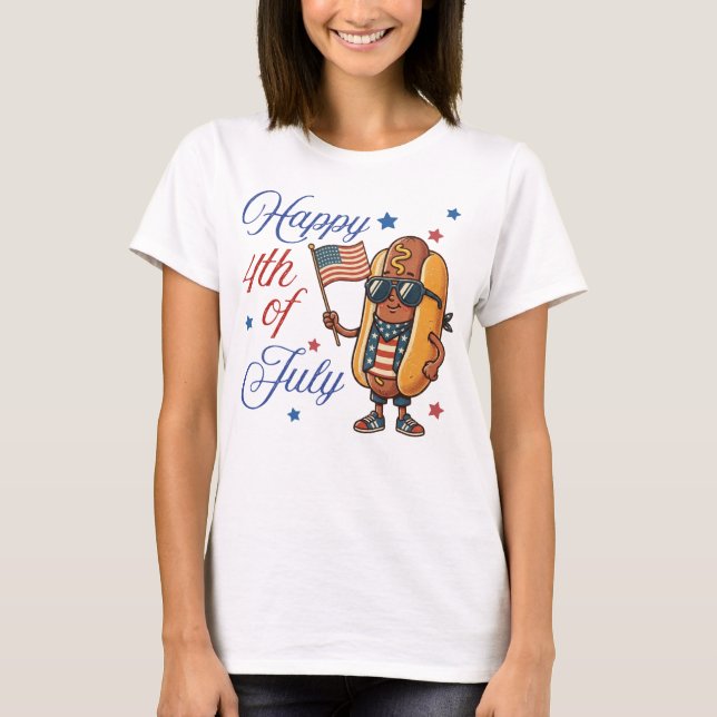 T-shirt Joyeux 4 juillet Hotdog (Devant)