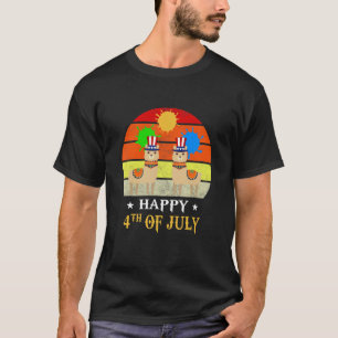 T-shirt Joyeux 4 juillet Jour de l'Indépendance Llama Vint