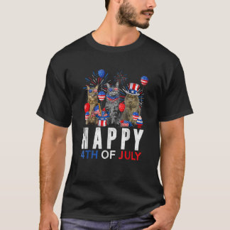 T-shirt Joyeux 4 juillet mignons chats patriotiques drapea