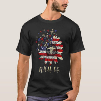 T-shirt Joyeux 4 juillet Nicu Nurse Crew Tournesol Americ
