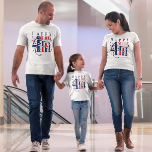 T-shirt Joyeux 4 juillet rouge blanc et bleu